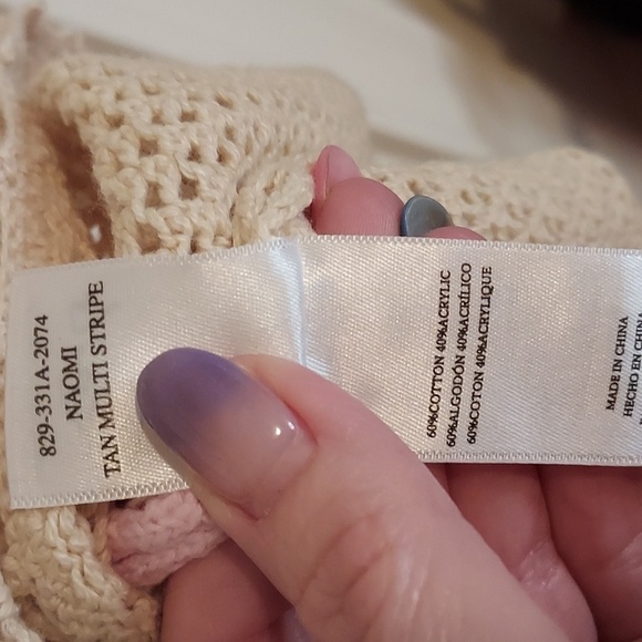 Rails Naomi Ruffle Knit Crochet Tank Top Rainbow Tan Multi Stripe - Picture 10 of 12